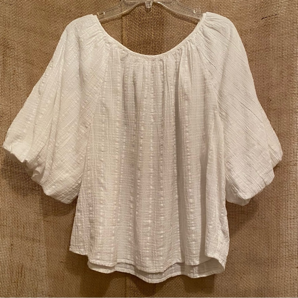a.n.a White Peasant Crop Top with Puff Sleeves